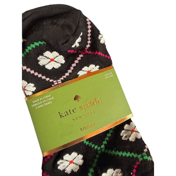 Kate Spade Womens 3-Pair Socks Set Floral & Striped Patterns One Size Fits All - Picture 2 of 5